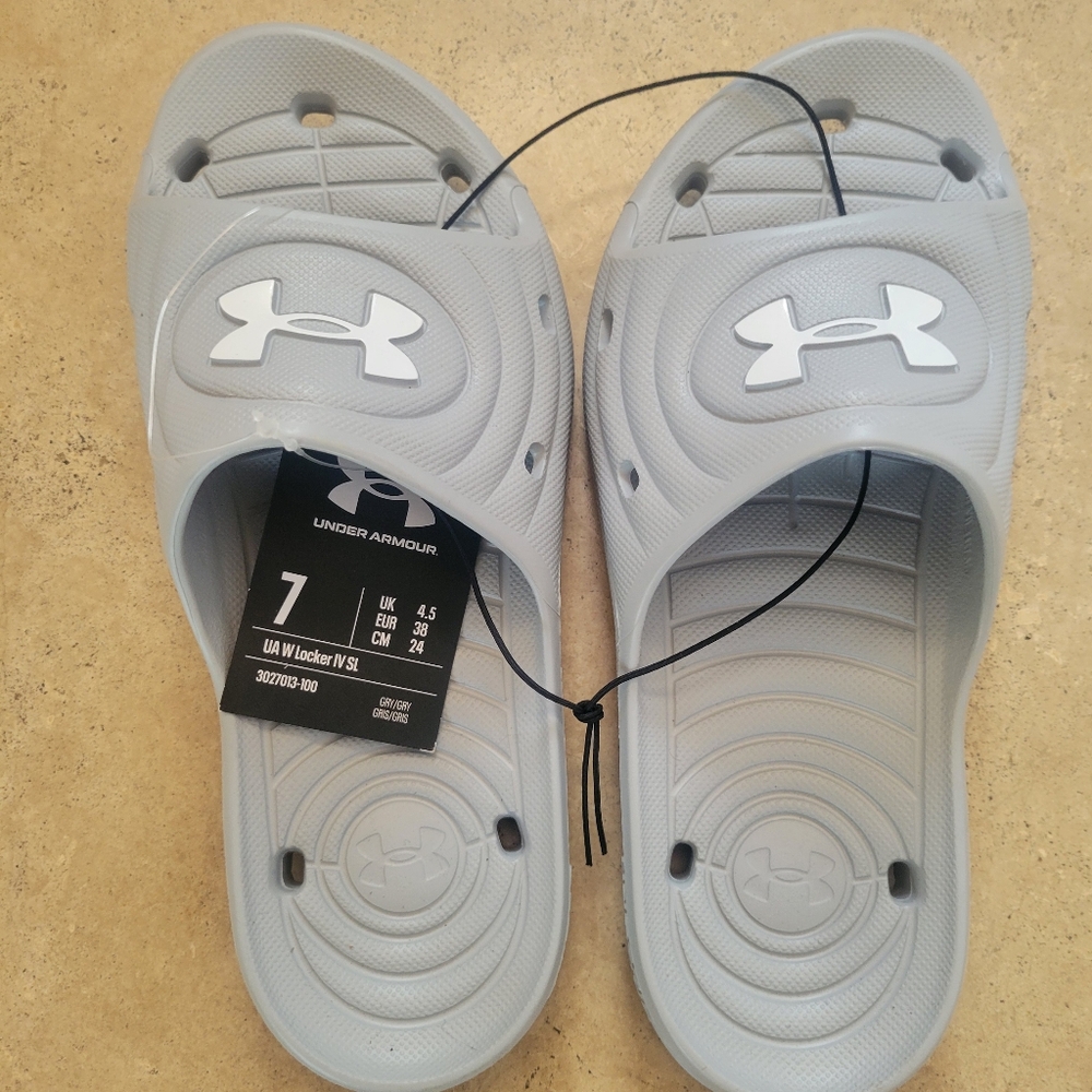 Under Armour Light Gray Slide Sandals